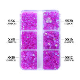 Mixed Sizes 6 Grid Box Mocha Shimmer Dk Purple Glass FlatBack Rhinestones For Nail Art WholesaleRhinestone